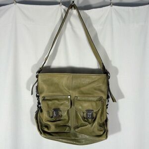 Francesco Biasia Slouchy Olive Green Leather Bag